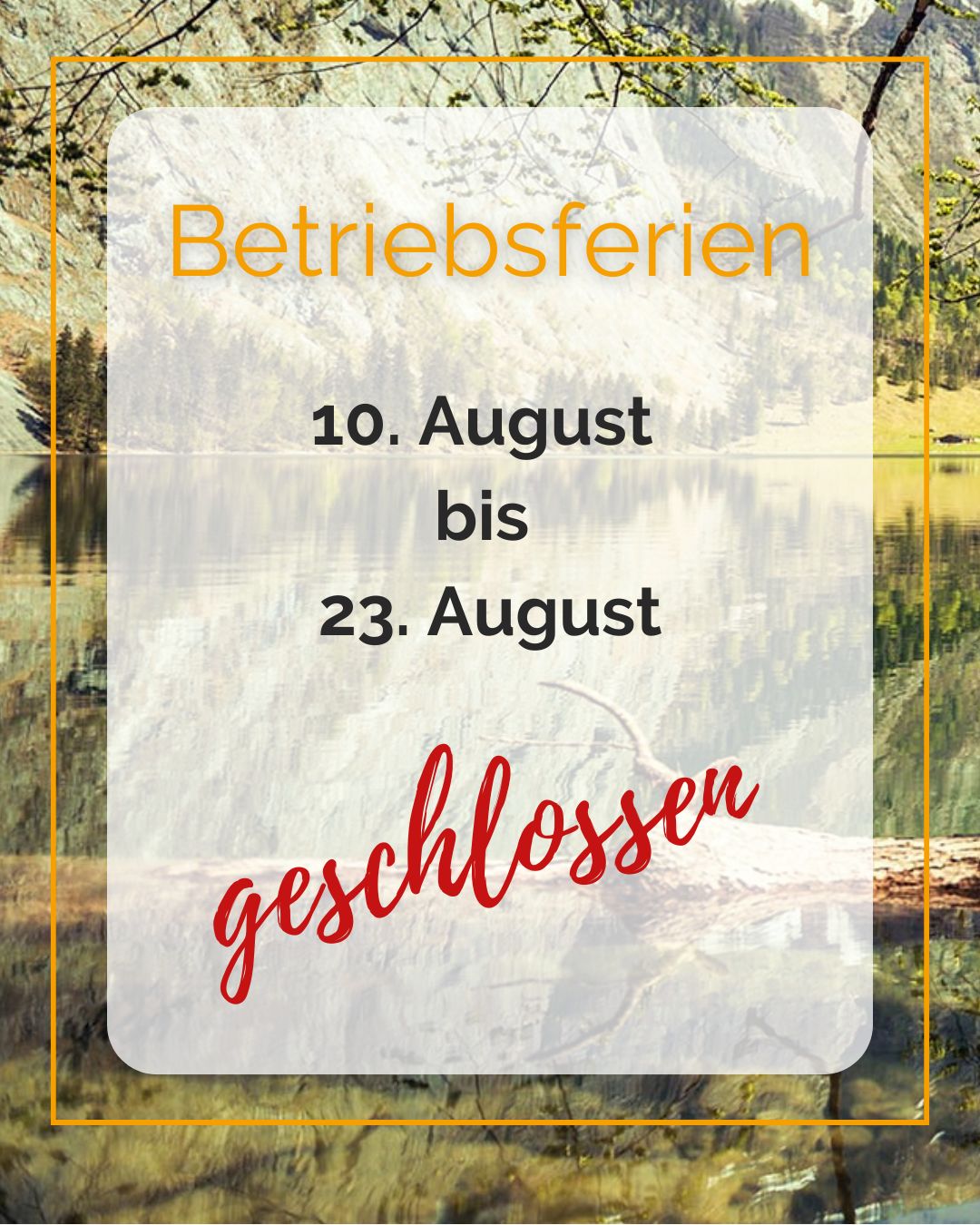 Hinweis Betriebsferien